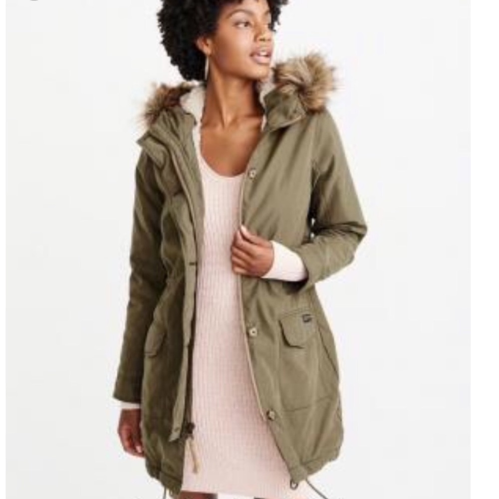 Abercrombie Sherpa Military Parka in Olive XXS NWT
